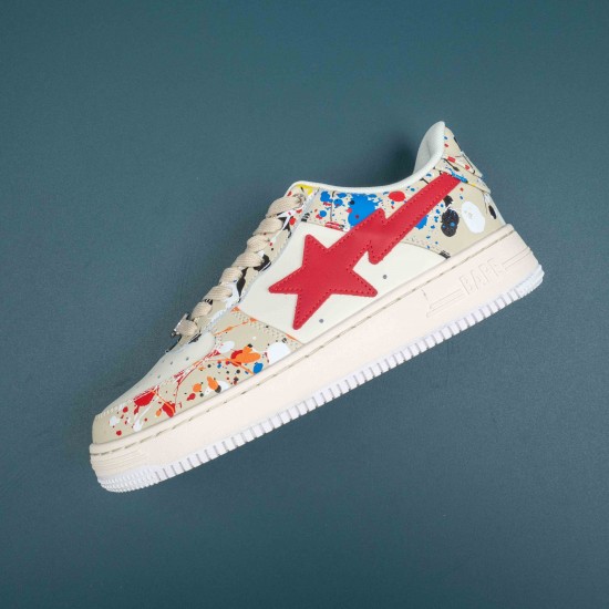 A Bathing Ape Bape Sta Red White Khaki Bape Casual Shoes For Men Women