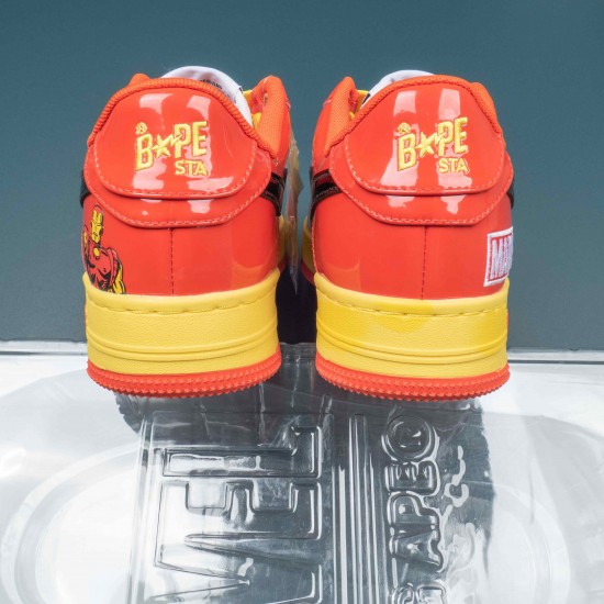 A Bathing Ape Bape Sta Yellow Red Bape Casual Shoes For Men Women