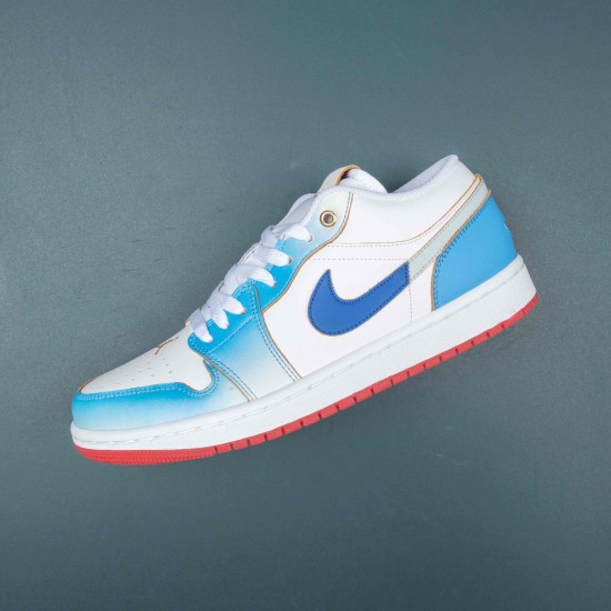 Air Jordan 1 Low GS White University Blue Women Basketball Shoes FN8895-141