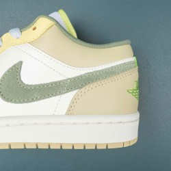 Air Jordan 1 Low Sail White Oil Green Women AJ1 Shoes FD9906-131 