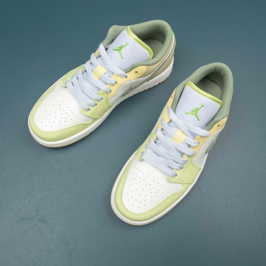 Air Jordan 1 Low Sail White Oil Green Women AJ1 Shoes FD9906-131