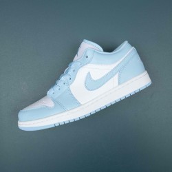 Air Jordan 1 Low White Ice Blue Women AJ1 Shoes 554724-411 