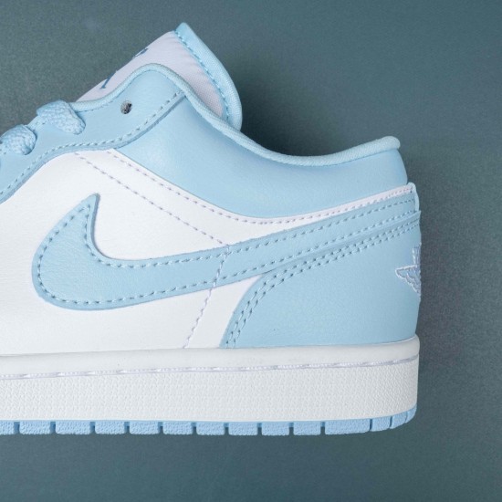 Air Jordan 1 Low White Ice Blue Women AJ1 Shoes 554724-411