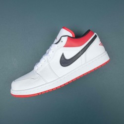 Air Jordan 1 Low White University Red Black Men AJ1 Shoes 553558-118 