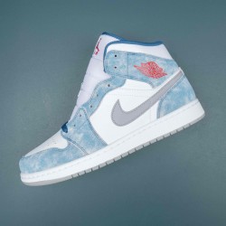 Air Jordan 1 Mid French Blue Fire Red Men AJ1 Shoes DN3706-401 