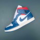 Air Jordan 1 Mid French Blue Gym Red Women AJ1 Basketball Shoes BQ6472-146