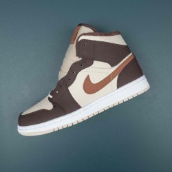 Air Jordan 1 Mid SE Brown Basalt Oatmeal Women AJ1 Shoes DO6699-200 