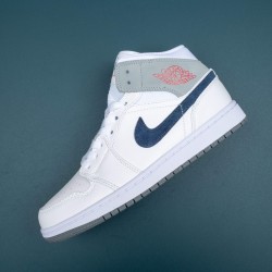 Air Jordan 1 Mid Paris White Men AJ1 Basketball Shoes DR8038-100 