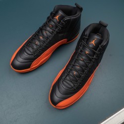 Nike Air Jordan 12 Brilliant Orange AJ12 Black Orange Basketball Shoes For Men 