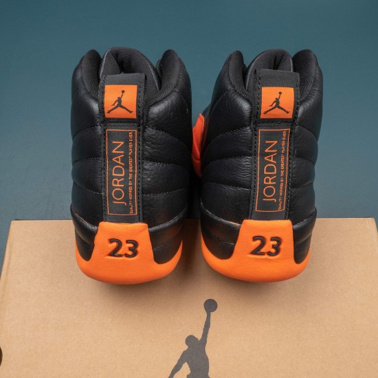 Nike Air Jordan 12 Brilliant Orange AJ12 Black Orange Basketball Shoes For Men