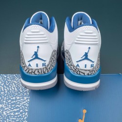 Nike Air Jordan 3 White Gray Blue AJ3 Basketball Shoes For Men 