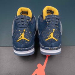 Nike Air Jordan 4 Blue Yellow AJ4 Basketball Shoes For Men Women 