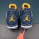 Nike Air Jordan 4 Blue Yellow AJ4 Basketball Shoes For Men Women