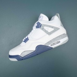 Nike Air Jordan 4 White Blue Gray AJ4 Basketball Shoes For Men 