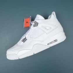 Nike Air Jordan 4 White Silver AJ4 Basketball Shoes For Men 