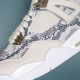 Nike Air Jordan 4 Premium Snakeskin AJ4 White Gray Basketball Shoes For Men