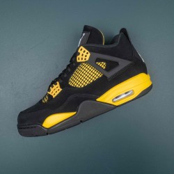 Nike Air Jordan 4 Thunder Mid AJ4 Black Yellow Basketball Shoes For Men 