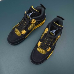 Nike Air Jordan 4 Thunder Mid AJ4 Black Yellow Basketball Shoes For Men 