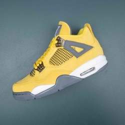 Nike Air Jordan 4 Thunder Mid AJ4 Yellow Gray Basketball Shoes For Men 