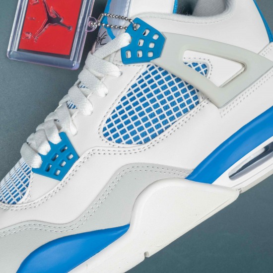 Nike Air Jordan 4 Retro White Blue AJ4 Basketball Shoes For Men