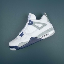 Nike Air Jordan 4 White Blue Low-top AJ4 Basketball Shoes For Men 