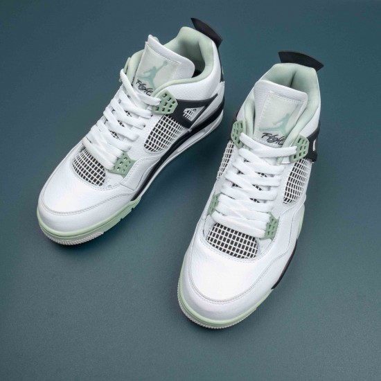 Nike Air Jordan 4 White Green Low-top AJ4 Basketball Shoes For Men