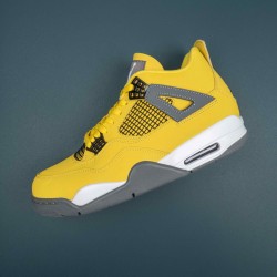 Nike Air Jordan 4 Yellow Gray Low-top AJ4 Basketball Shoes For Men 