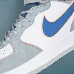 Nike Air Force 1 White Gray Blue Mid-top AF1 Casual Shoes For Men Women 