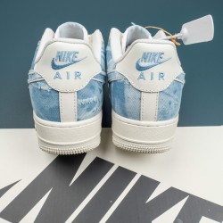 Nike Air Force 1 White LigtBlue Low-top AF1 Casual Shoes For Men Women 