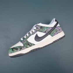 Nike Dunk Low Floral Tapestry White Black Green Women Casual Shoes 