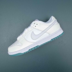 Nike Dunk Low GS White Grey Teal Silver Green White Women Casual Shoes 