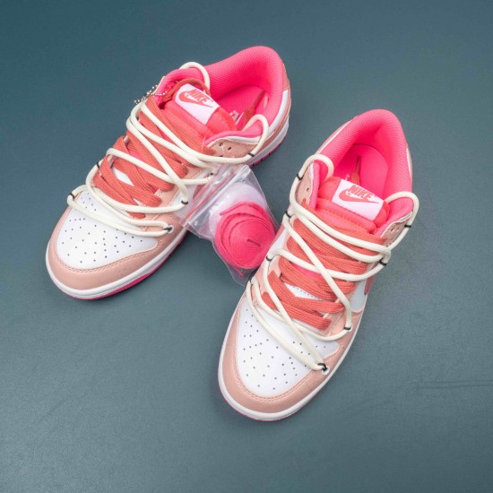 Nike Dunk Low Hyper Pink White Peach For Women Sports Shoes