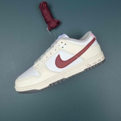 Nike Dunk Low Light Smoke Grey Win-Red White LtYellow Women Shoes 