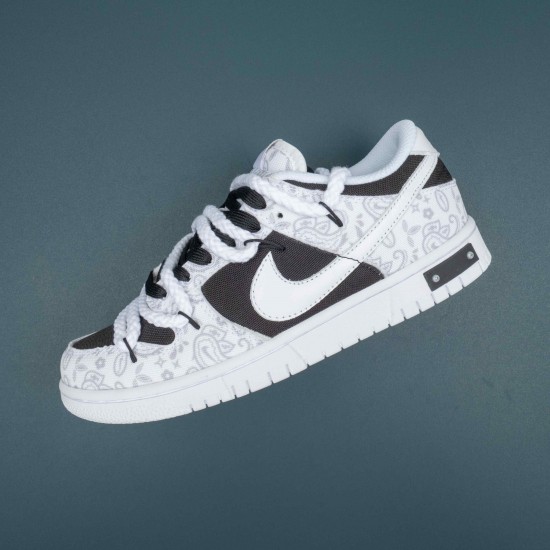 Nike Dunk Low White Paisley Black Grey Women Casual Shoes