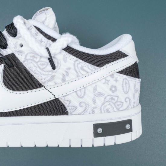 Nike Dunk Low White Paisley Black Grey Women Casual Shoes