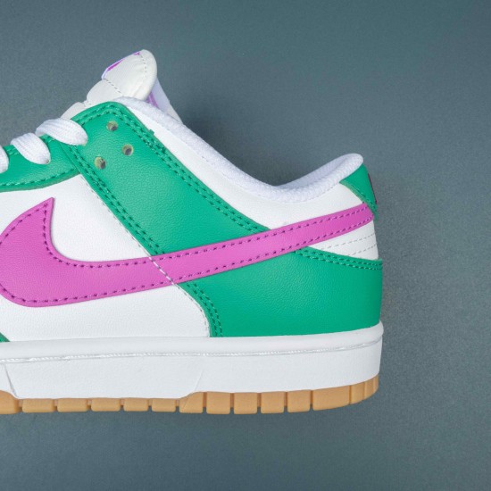 Nike Dunk Low White Stadium Green Fuchsia Women Shoes