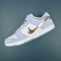 Nike SB Dunk Low Ltblue Gold White Men Casual Shoes 